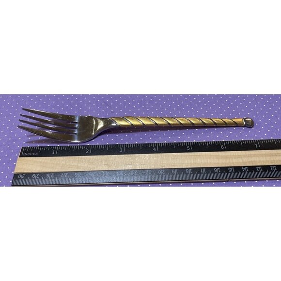 Cambridge Uptown Frosted Twist Ball Tip Stainless Gold Silver Salad Forks 5 - Picture 4 of 4